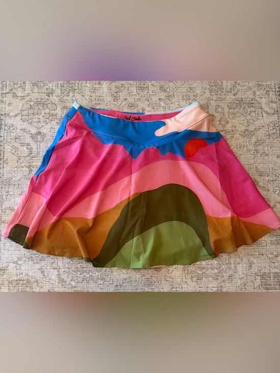 Bad Birdie Dresses & Skirts - Bad Birdie golf Pink Blue Green Multicolor Scenic Skater Skirt